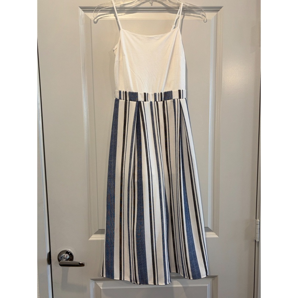 Sage Maxi Dress Womens Multicolor Striped Adjustable Spaghetti‎ Strap Back Zip